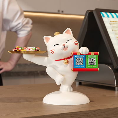 招财猫摆件开业大吉礼物发财猫收银台前台收钱二维码新店铺装