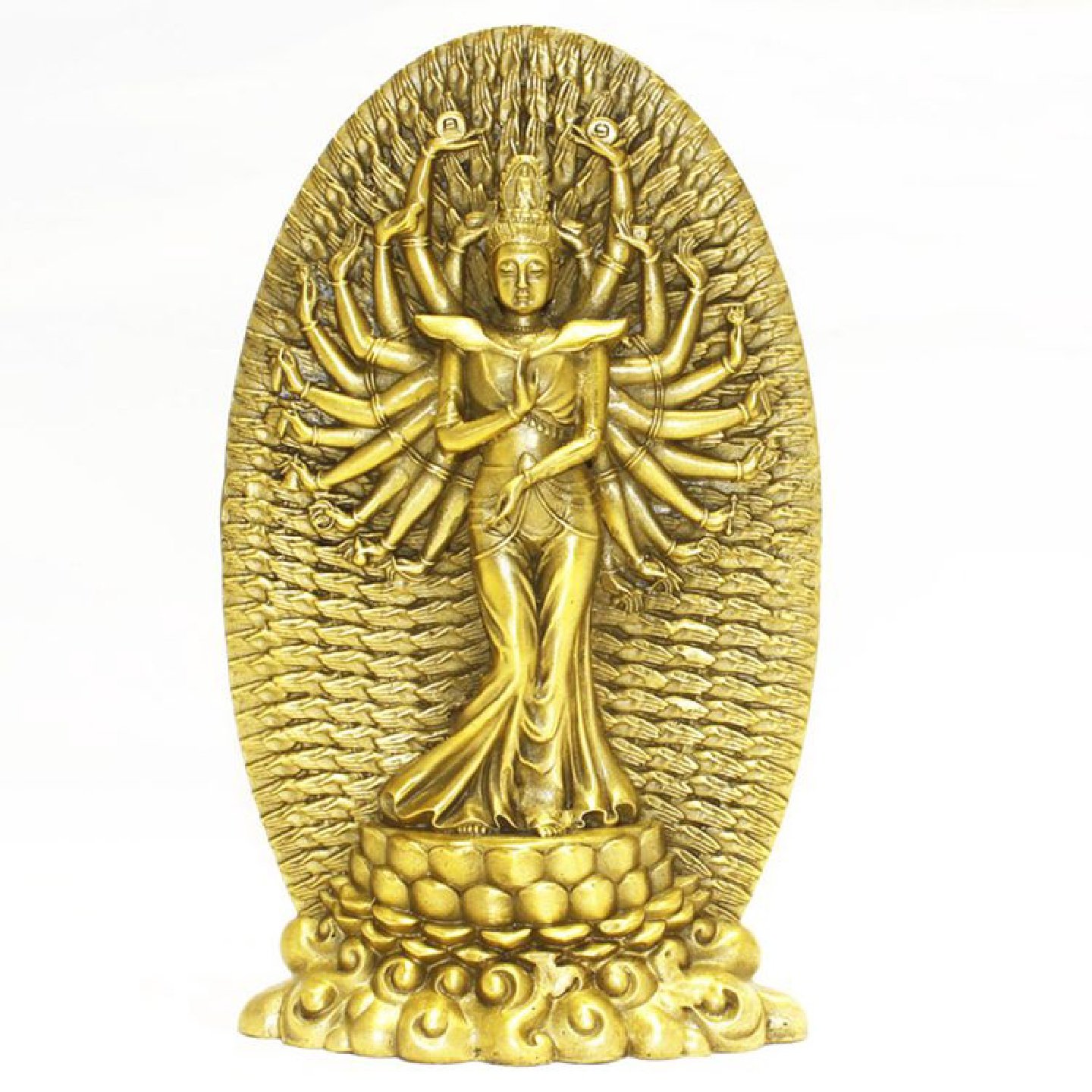 纯铜千手观音佛像家居装饰品观音摆件家用客厅工艺品中式