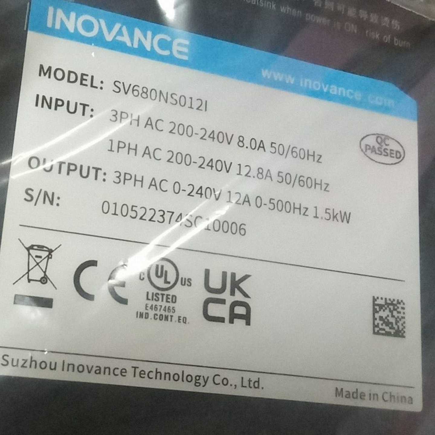 咨询-SV680NS012I，库存汇川伺服驱动器1.5KW，