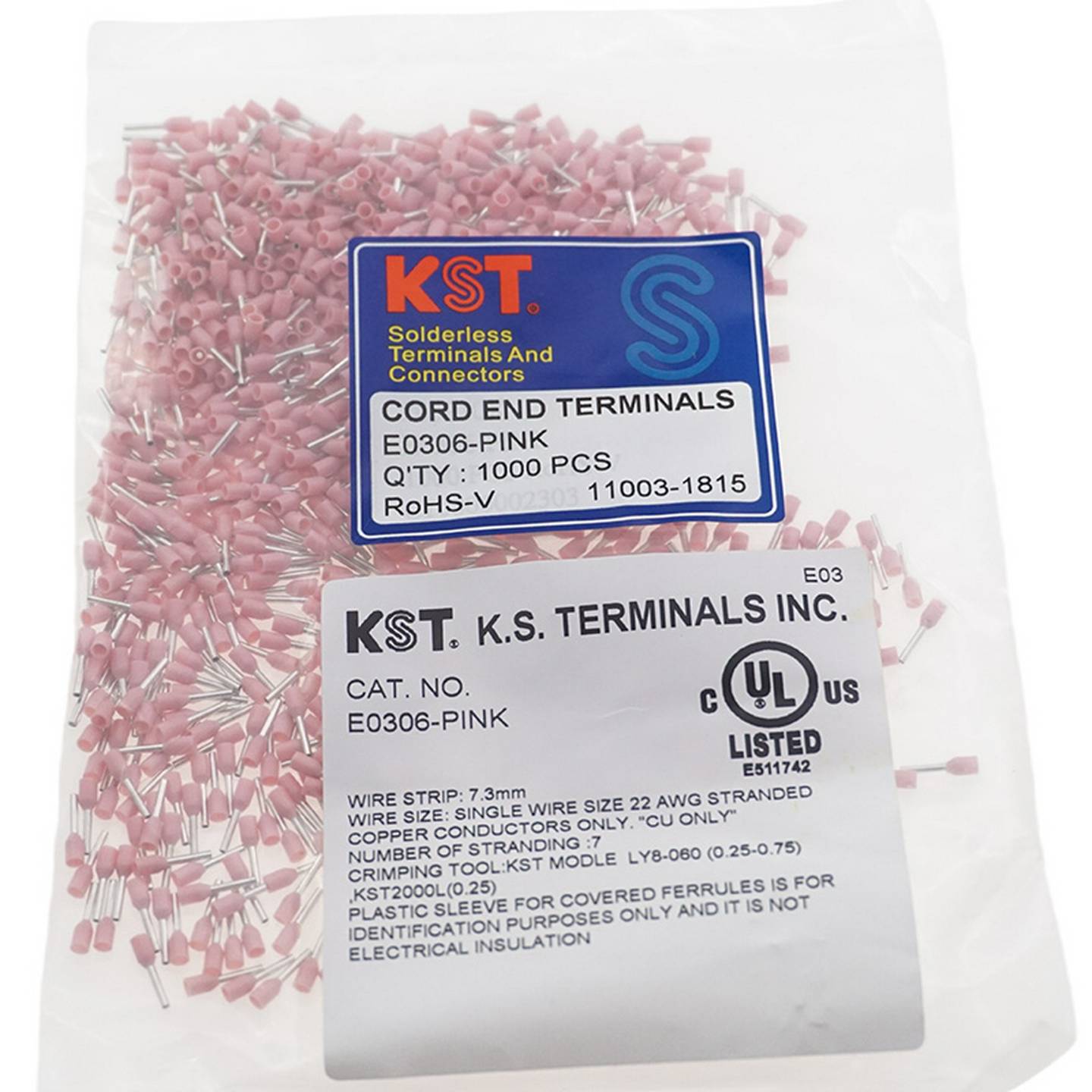 台湾KSTK.S欧式管型端子E0208/E0206/E0306/E0308接线端头插针