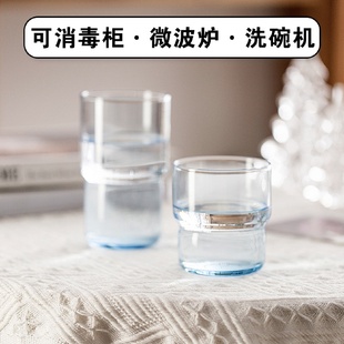彩色钢化玻璃水杯可叠杯子耐热牛奶杯客厅情侣杯子宾馆漱口刷牙杯