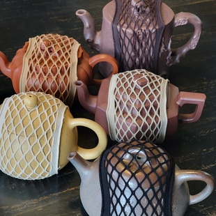 茶壶收纳网兜茶具保护套紫砂壶茶壶茶碗保护带户外旅行防磕碰配件