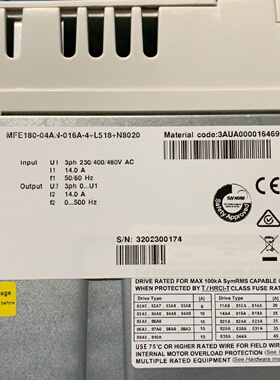 议价ABB伺服驱动器，型号MFE180-04AN-016A-4
