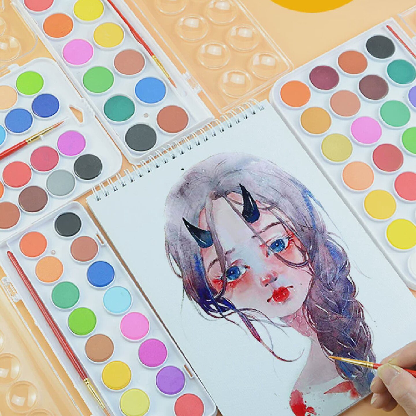 固体水彩颜料儿童水彩画套装全套小学生美术生专用绘画水粉色彩盘