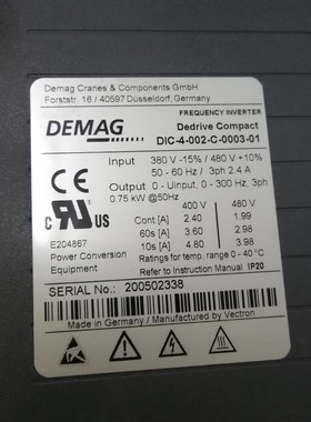 议价德国DEMAG变频器伺服驱动器DIC-4-00询价
