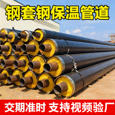 预制直埋保温管热力市政供暖地埋蒸汽保温管DN200钢套钢保温管
