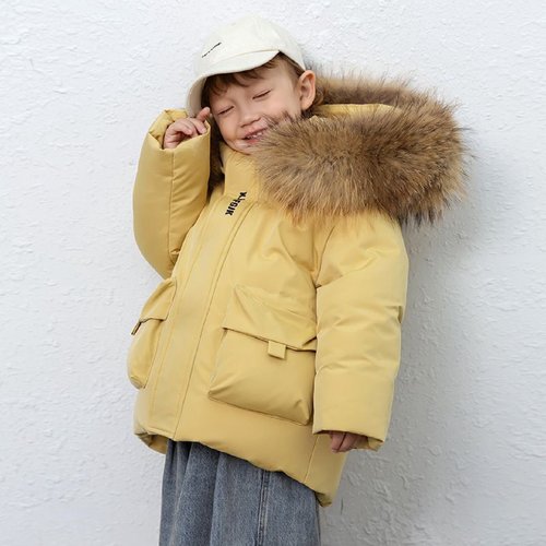 儿童宝宝2024羽绒服新款加厚男童套装小童洋气连帽外套保暖帅气