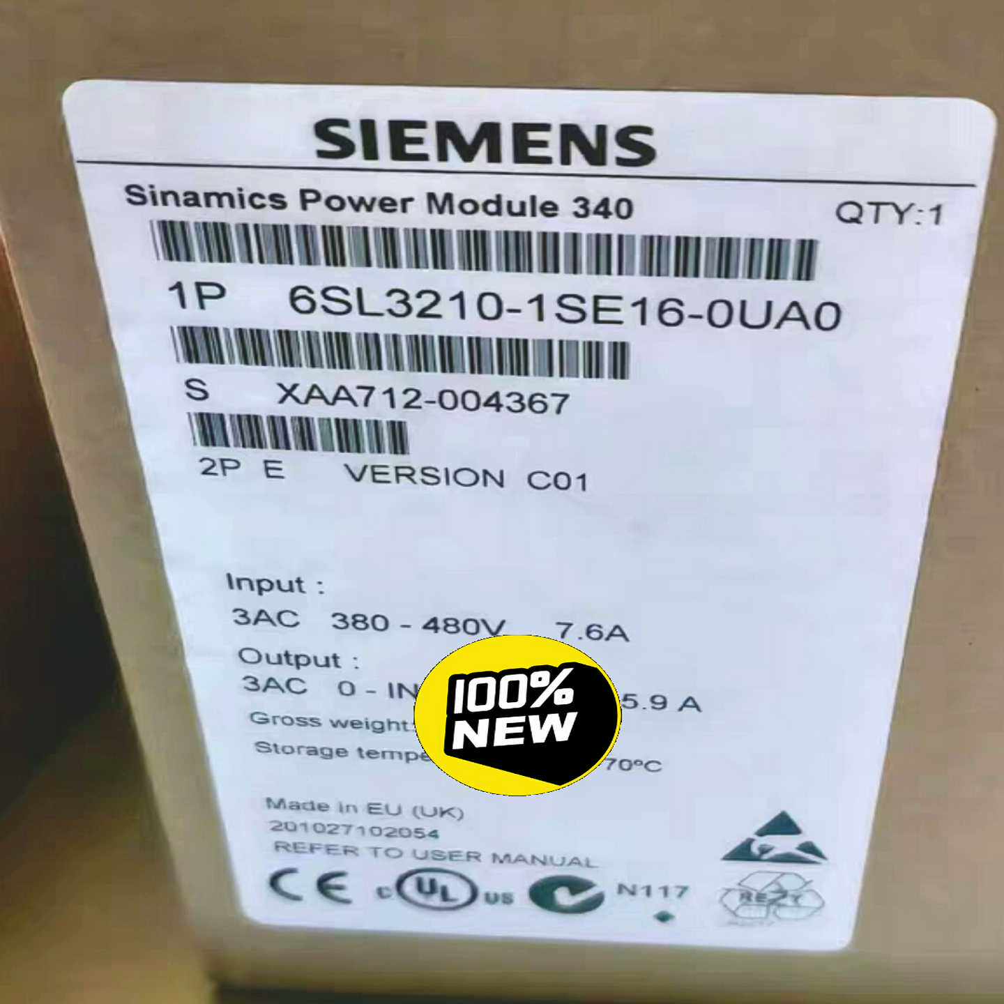 6SL3210-1SE16-0UA0西门子全新S120变频器--议价商品