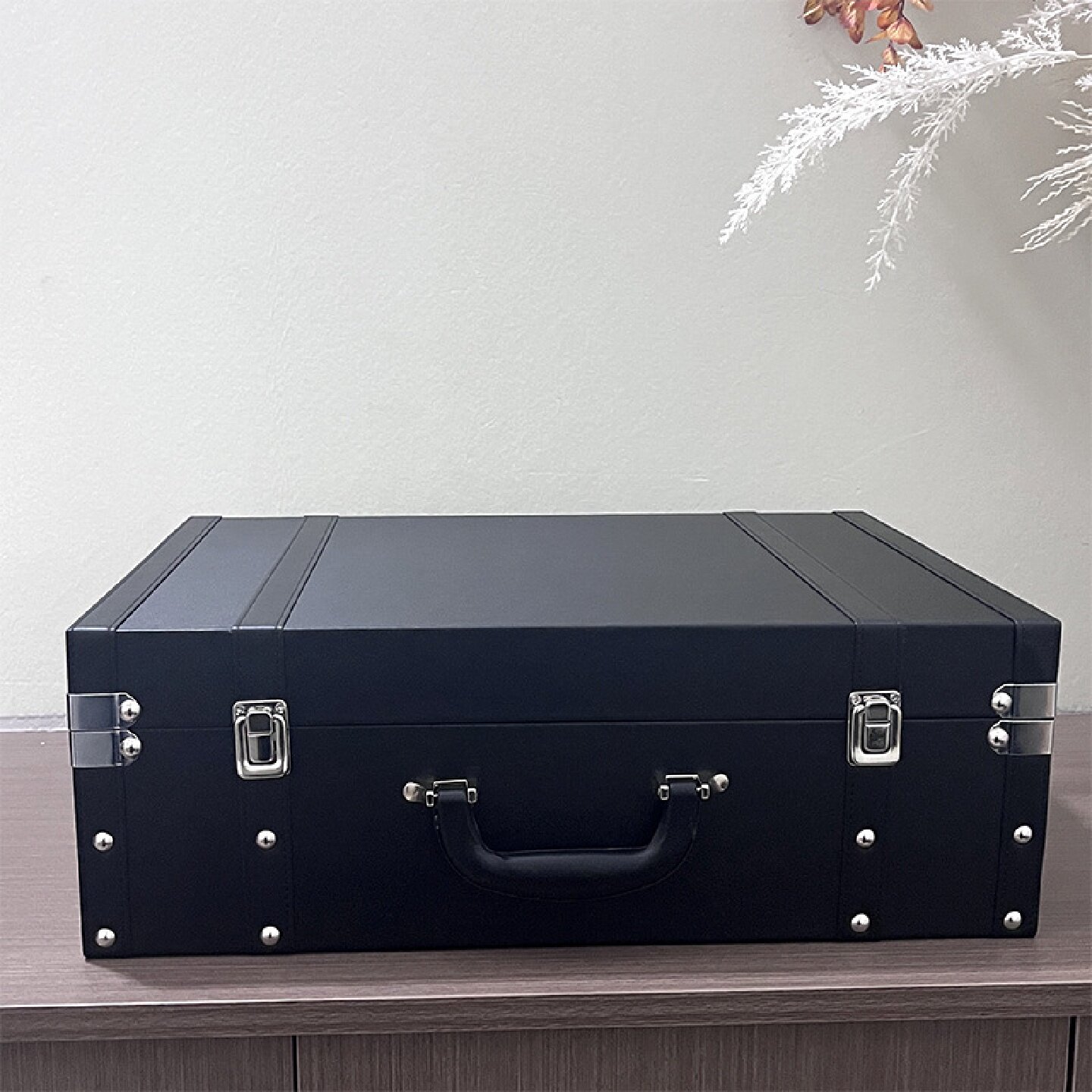 样板间软装皮质手提箱板房家居柜子装饰箱新中式简约箱子道具