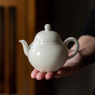手工茶壶泡茶壶陶瓷小茶壶家用小号泡茶过滤单壶 复古杏白梨壶日式