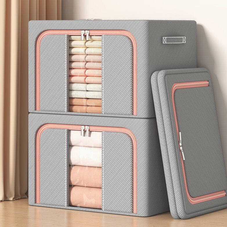 收纳箱专用大容量特大号棉麻折叠钢架防潮收纳袋衣服衣柜储存宿舍