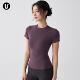 紧身 瑜伽服上衣普拉提训练健身t恤紫色套装 运动短袖 女士速干修身