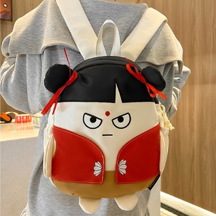 可爱卡通哪吒双肩包女2025新款魔童背包百搭少女学生上课春游书包
