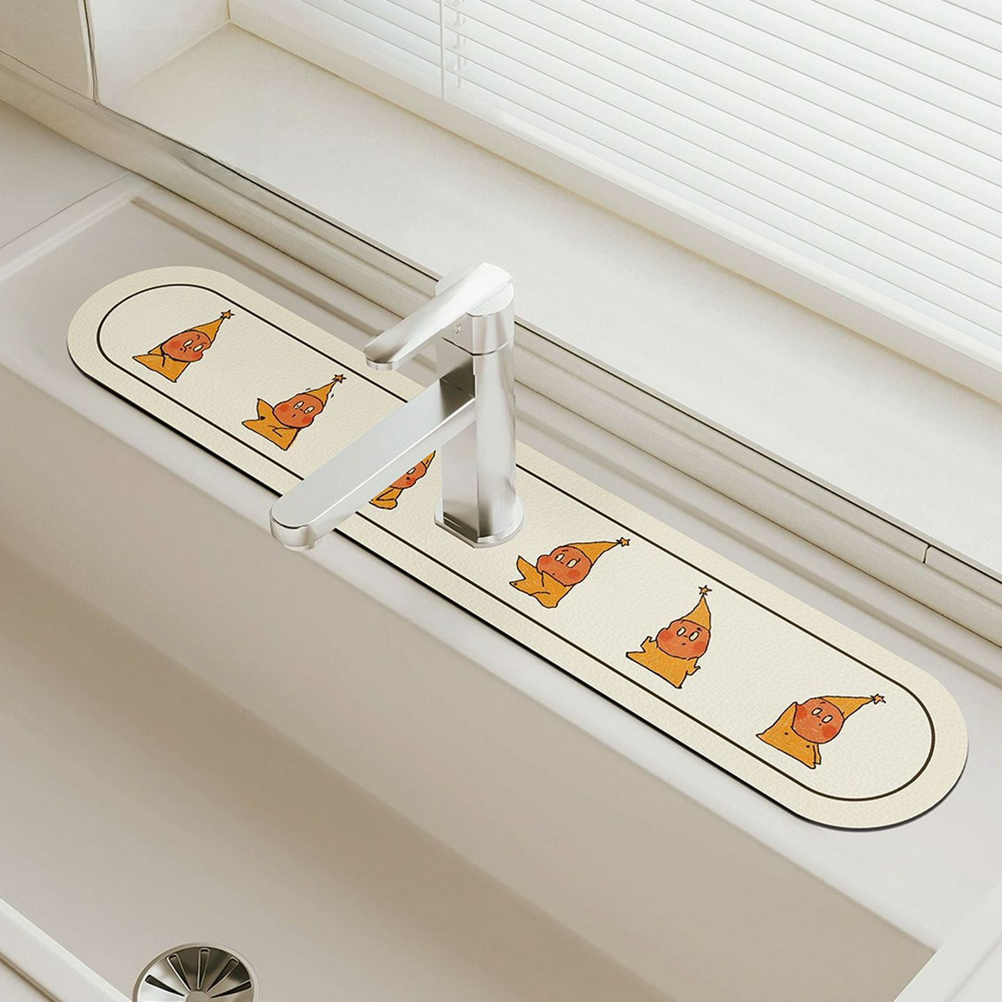 可爱的星人水龙头排水垫软硅藻泥厨房浴室水槽吸水垫防溅垫