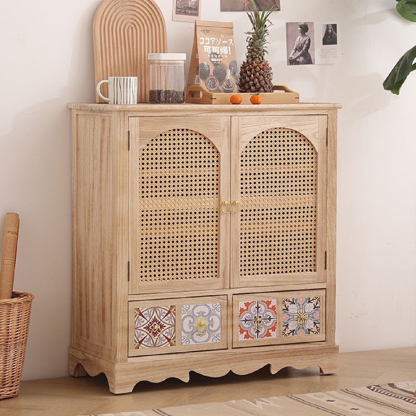 实木藤编斗柜原木柜子ins风日系收纳储物柜子美式玄关柜鞋柜边柜,住宅家具,儿童斗柜,淘宝优惠券,粉丝福利购,淘宝优惠卷