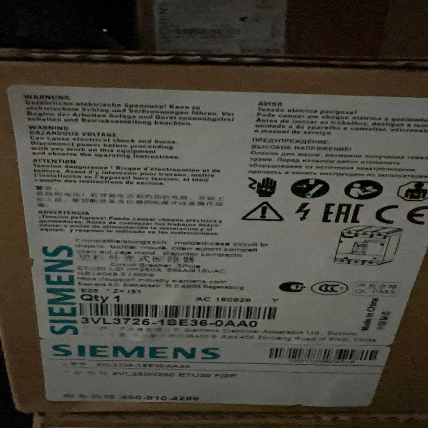 西门子塑壳断路器3VL3725-3AA36-0AA03V--议价商品