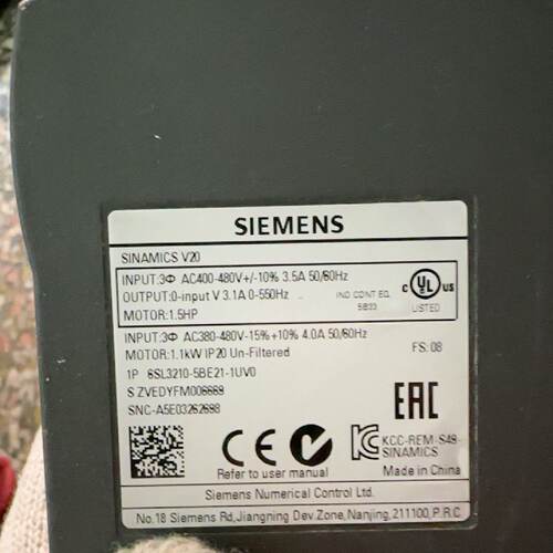 溢价-SINAMICSV20变频器型号6SL32105
