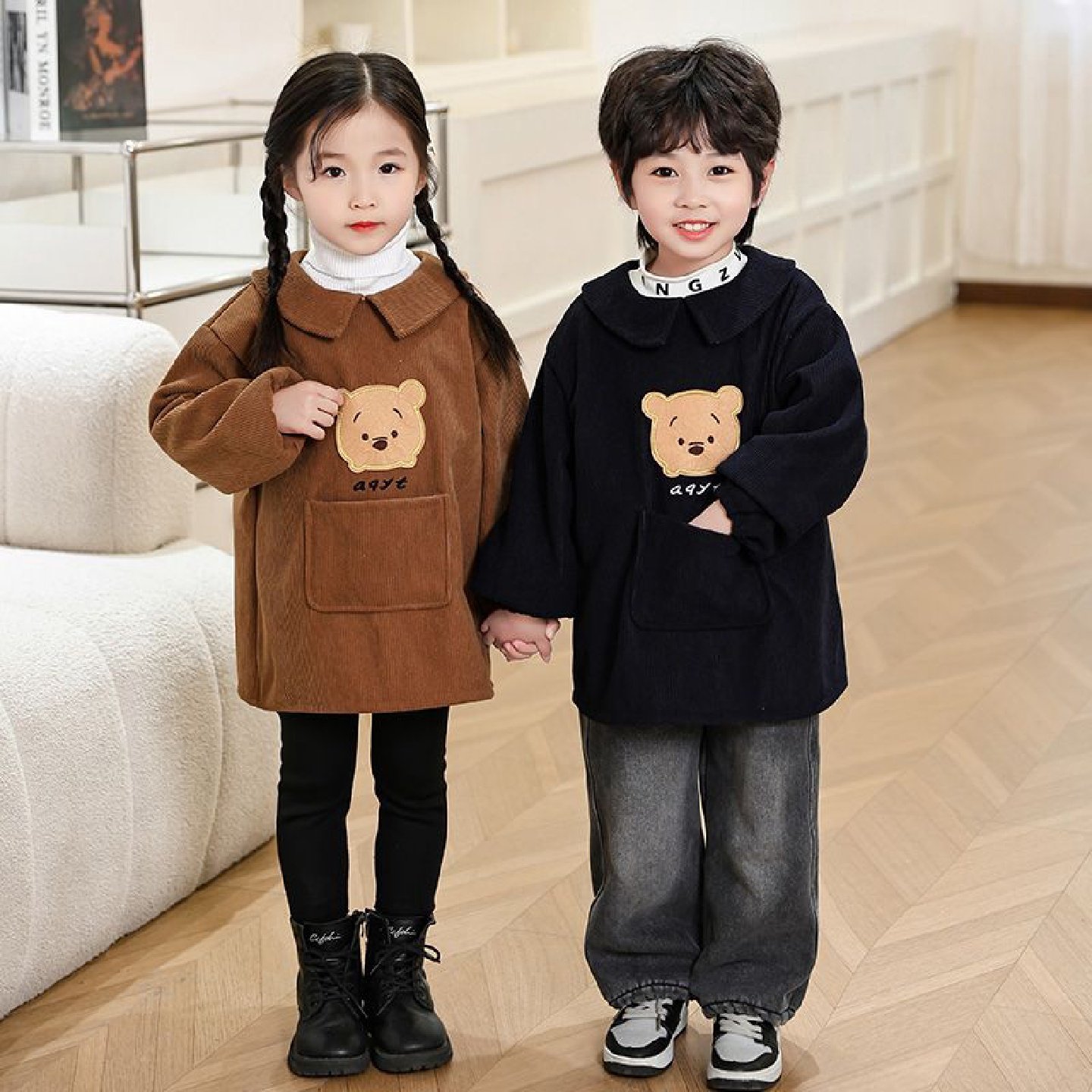 新款灯芯绒罩衣围兜吃饭衣儿童围裙长袖男童女孩防脏带扣子反穿衣,童装/婴儿装/亲子装,反穿衣/罩衣,淘宝优惠券,粉丝福利购,淘宝优惠卷