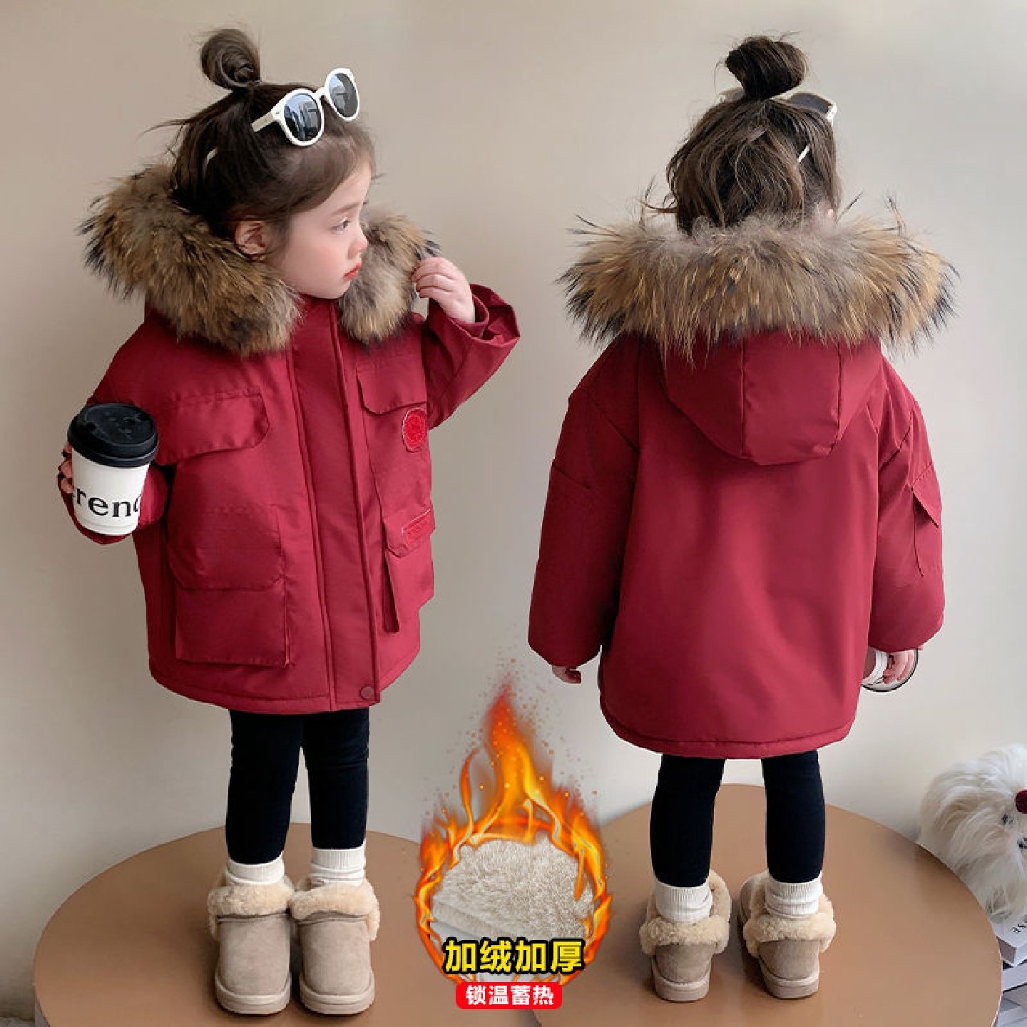 儿童冬季棉服2025新款冬装棉衣女童洋气加厚加绒保暖派克服外套潮