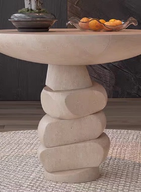 艺术侘寂风玄关桌子柜茶几角几入户过道设计师款样板房装饰品摆件