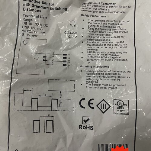 询价-威格勒电感式接近开关I18N005库存3个