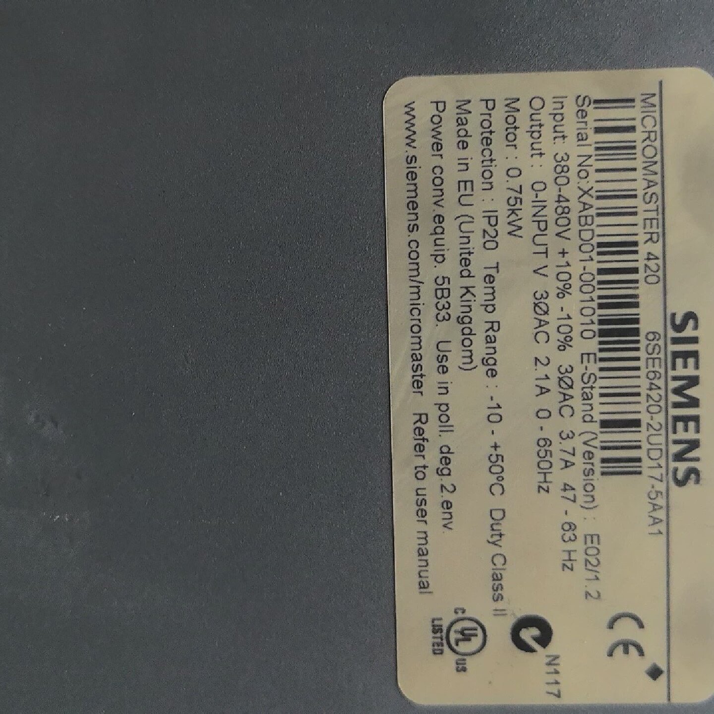 西门子Micromaster 420变频器 6SE6420---议价商品