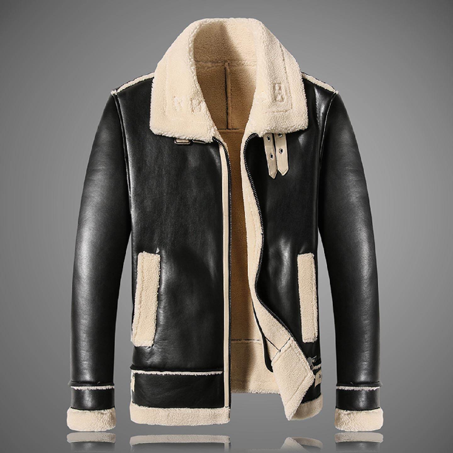 冬季新款加厚皮毛一体机车服男装高端外套休闲短款大毛领棉服夹克