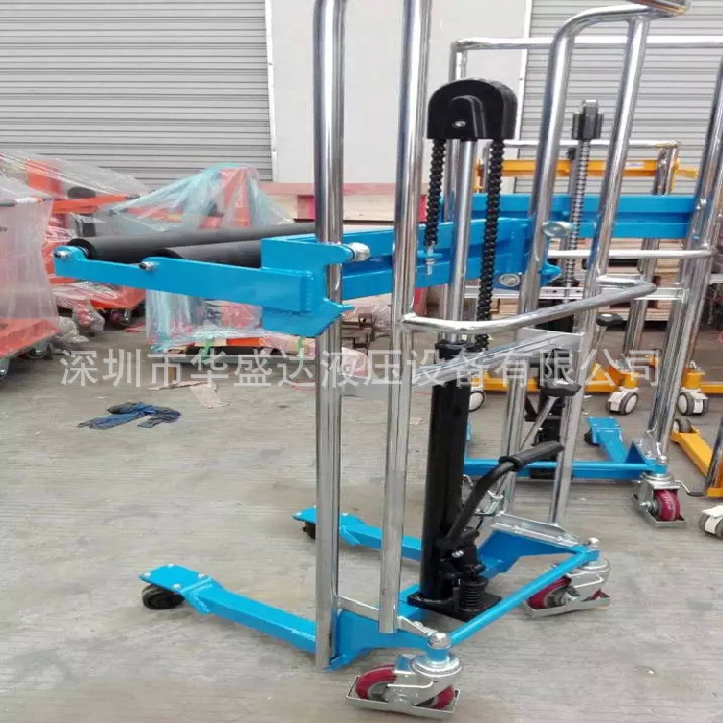 迷你型堆高车400kg带滚筒轻型升高车手动电动液压升降车