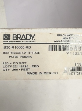 【议价】贝迪Brady红色碳带B30R10000RD4.33英