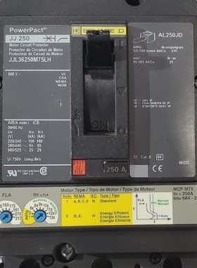 SQAURE D JJL36250M75LH 3 Pole 250 AMP Type JJ150 PowerPact M