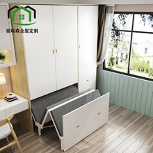 9W衣柜床一体组合多功能折叠隐形床小户型省空间推拉门衣柜抽拉床