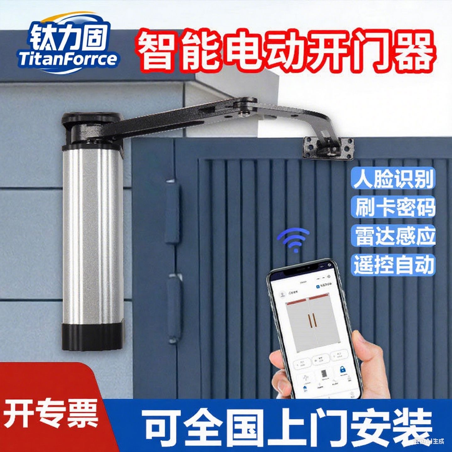 智能电动自动开门机侧装遥控小区别墅大门庭院曲臂机关闭门器全套