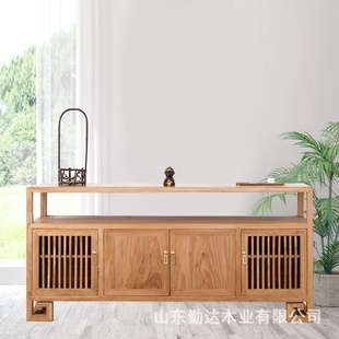 厨房榆木餐边柜家用实木玄关储物柜子客厅墙边置物收纳柜 新中式