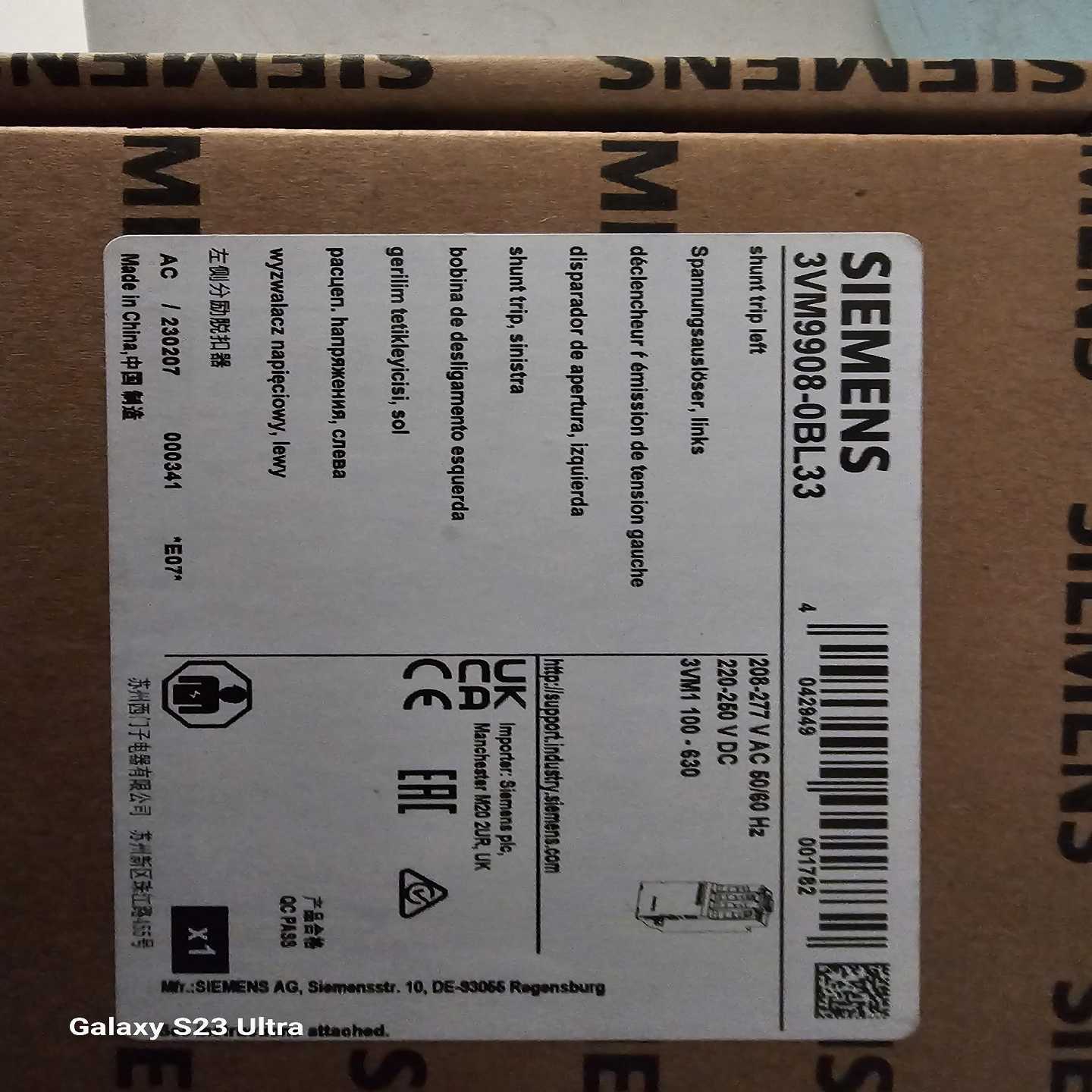 3VM9908-0BL33左侧分励脱扣器每个（新）~询价