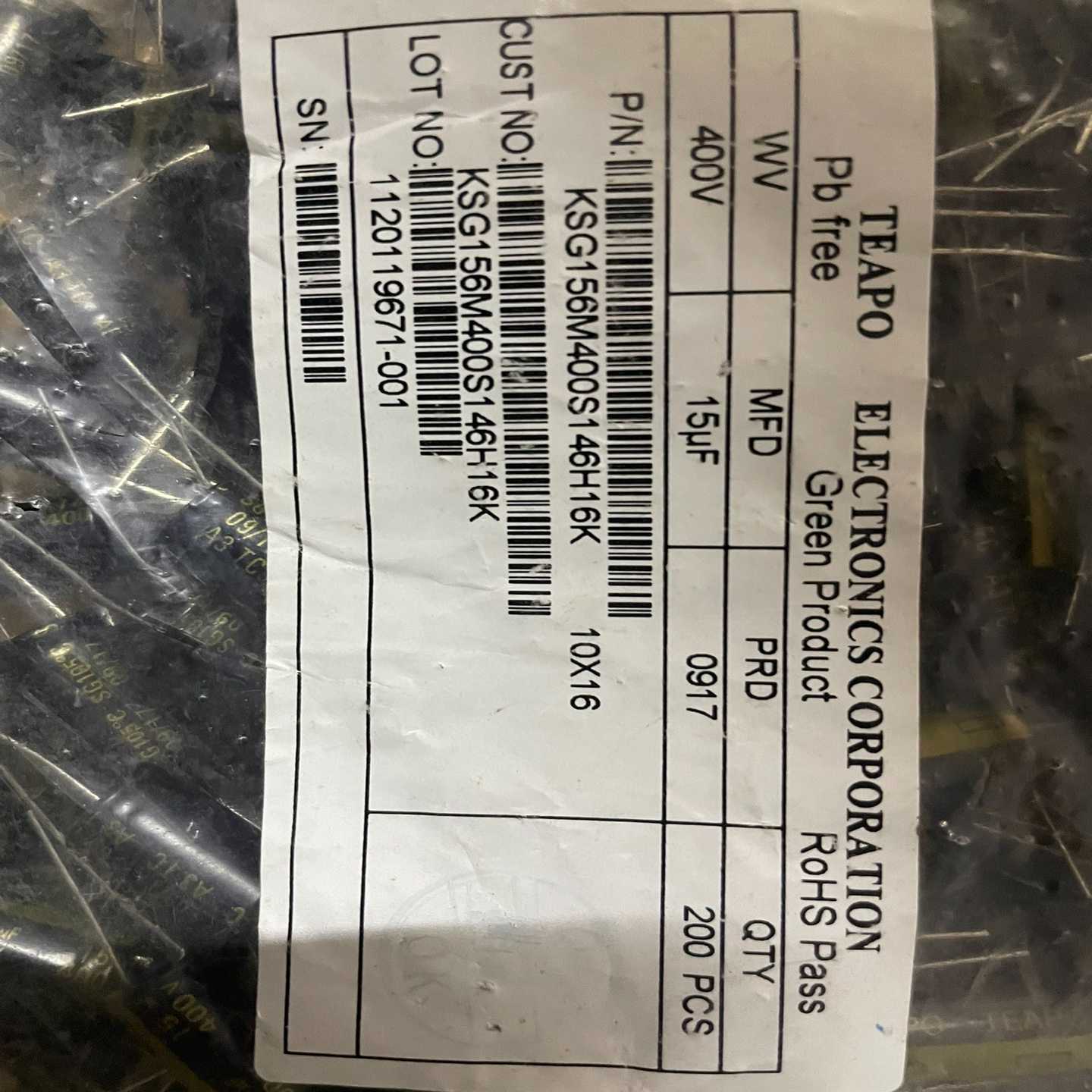 议价400个400v15uf全新正品TEAPO台湾智宝电C解电现货/维修