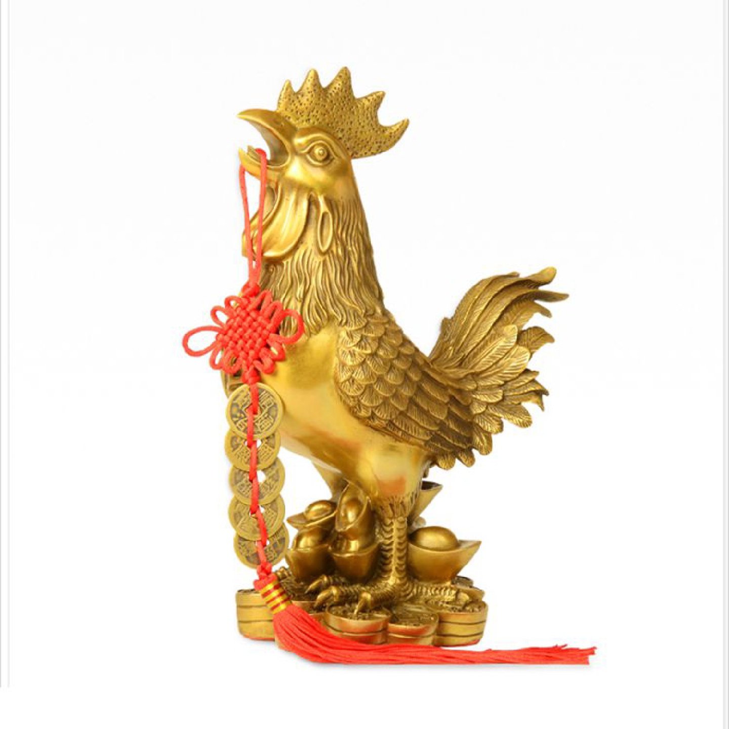 全黄铜公鸡摆件金鸡招财客厅装饰品工艺品铜鸡摆设乔迁礼品中式
