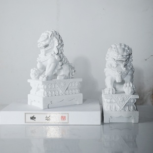 样板房狮子摆件书桌玄关软装 现代新中式 摆设客厅创意家居饰品