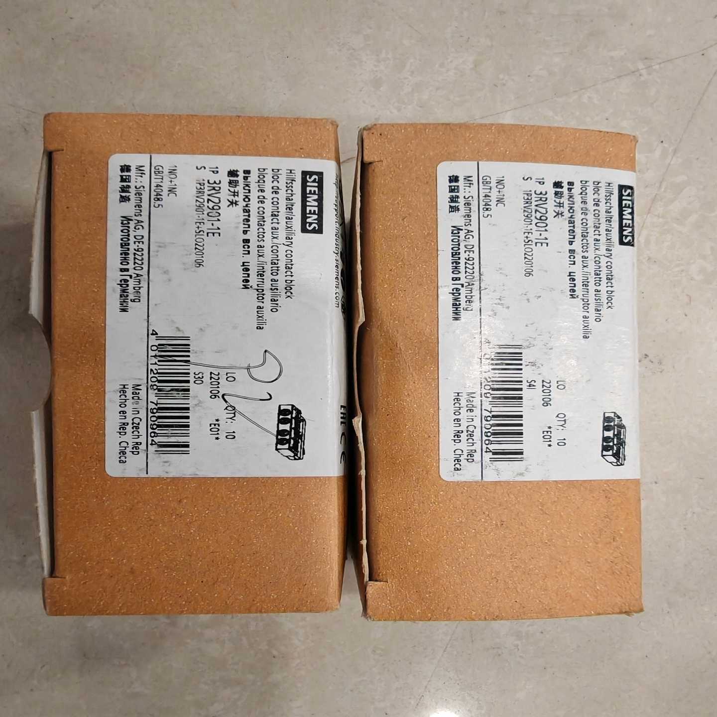 西门子辅助开关3RV2901-1E，全新原装正品，一盒10个--议价商品