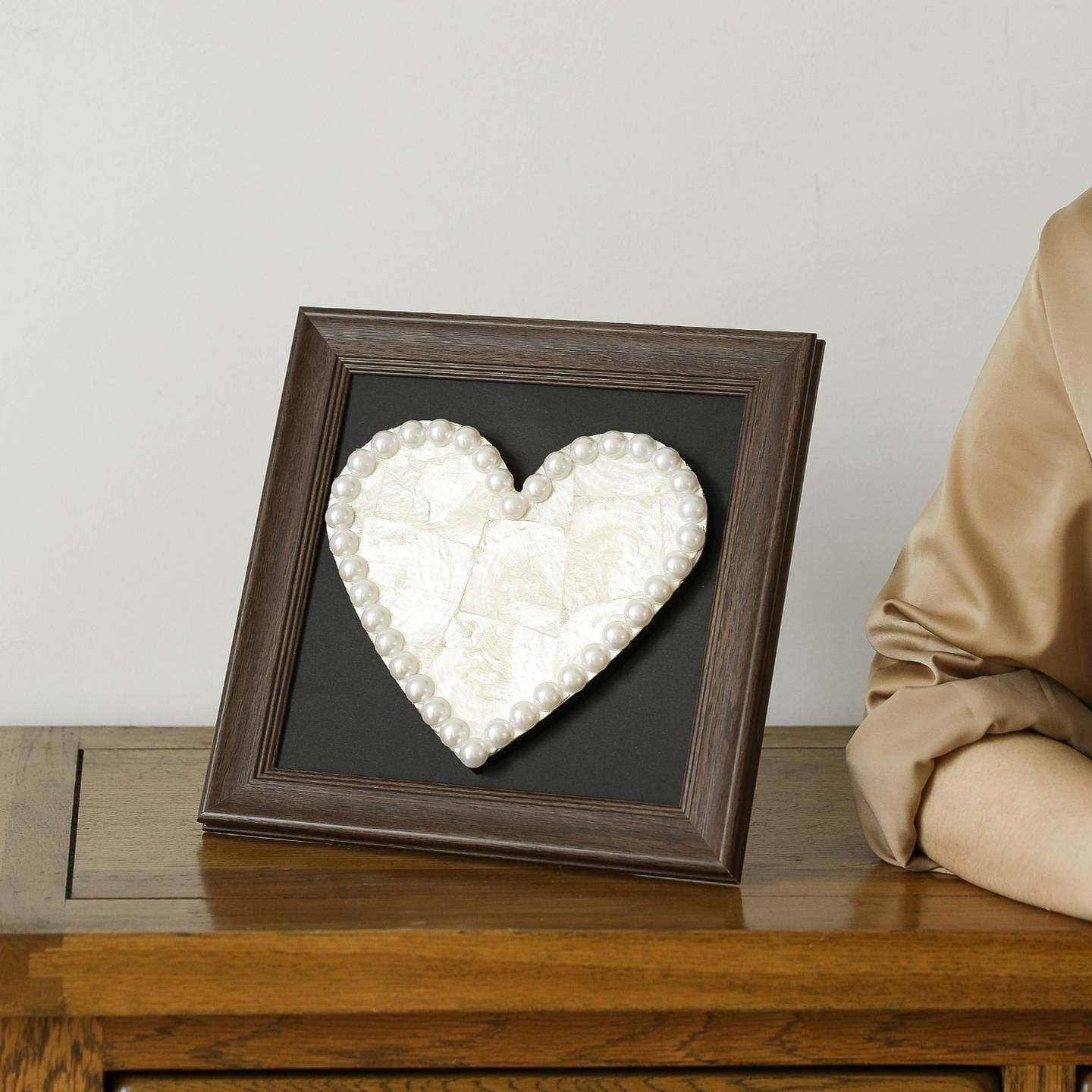 高档法式心形贝壳装饰画画客饭厅电视机柜摆台画画卧室中古风桌