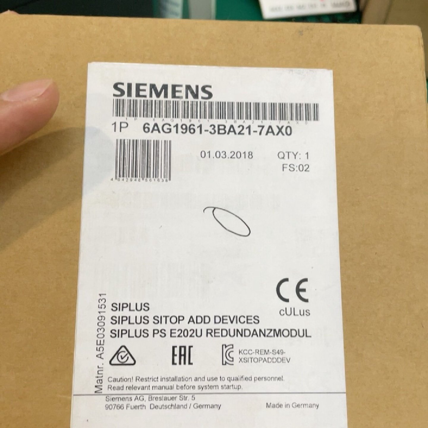 6AG1961-3BA21-7AX0全新未拆封现货一台询价