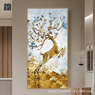 饰画手工填色客厅书房挂画壁画 数字油画批发厂家直供书房玄关装