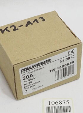 议价Italweber Sicherunn 1500620 Nh00 20A 500Vac GlGg Inhalt
