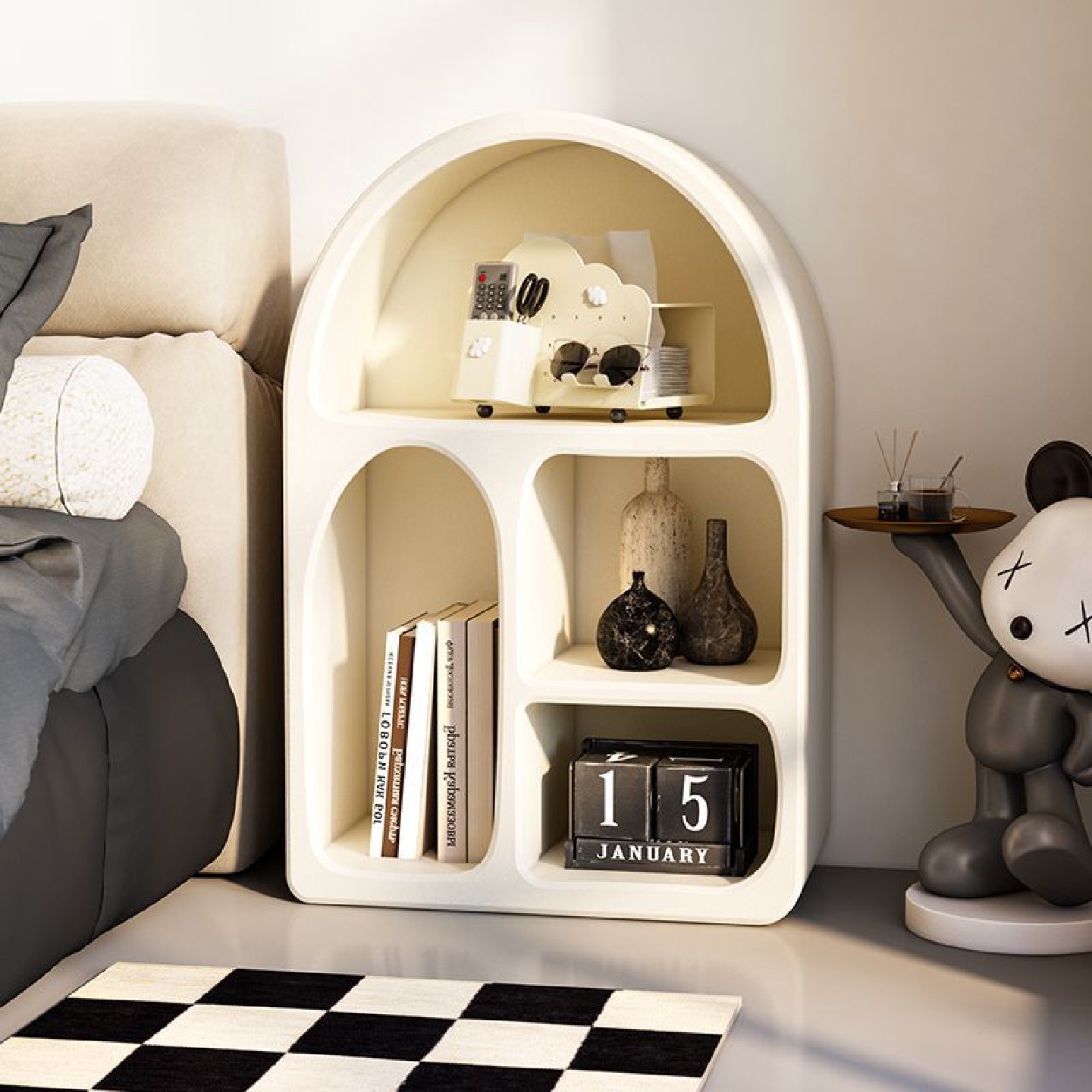 飘窗收纳柜卧室书桌化妆品小柜子简易书架立阳台置物柜窗台储物柜