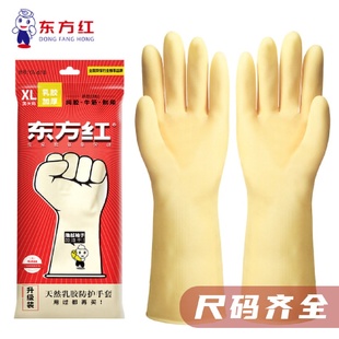 东方红黄色乳胶手套家居卫生整理橡胶洗碗手套洗衣家务清洁好帮手