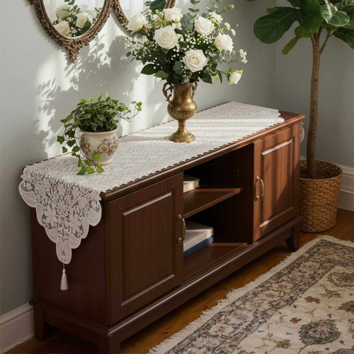 法式蕾丝桌旗轻奢立体绣花复古斗柜餐桌高级感盖巾电视柜盖布批发