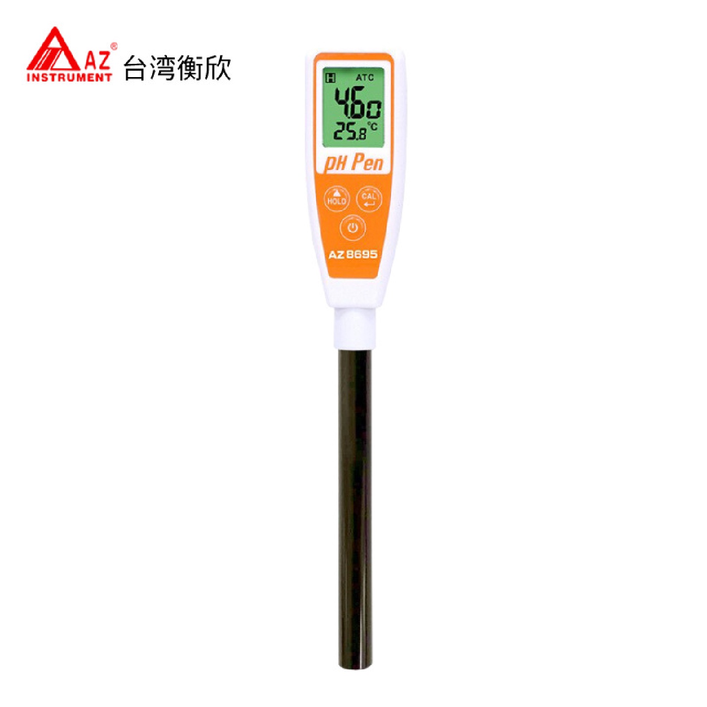 台湾衡欣AZ8695表面型长管PH笔布料皮革酸碱度测试仪PH计