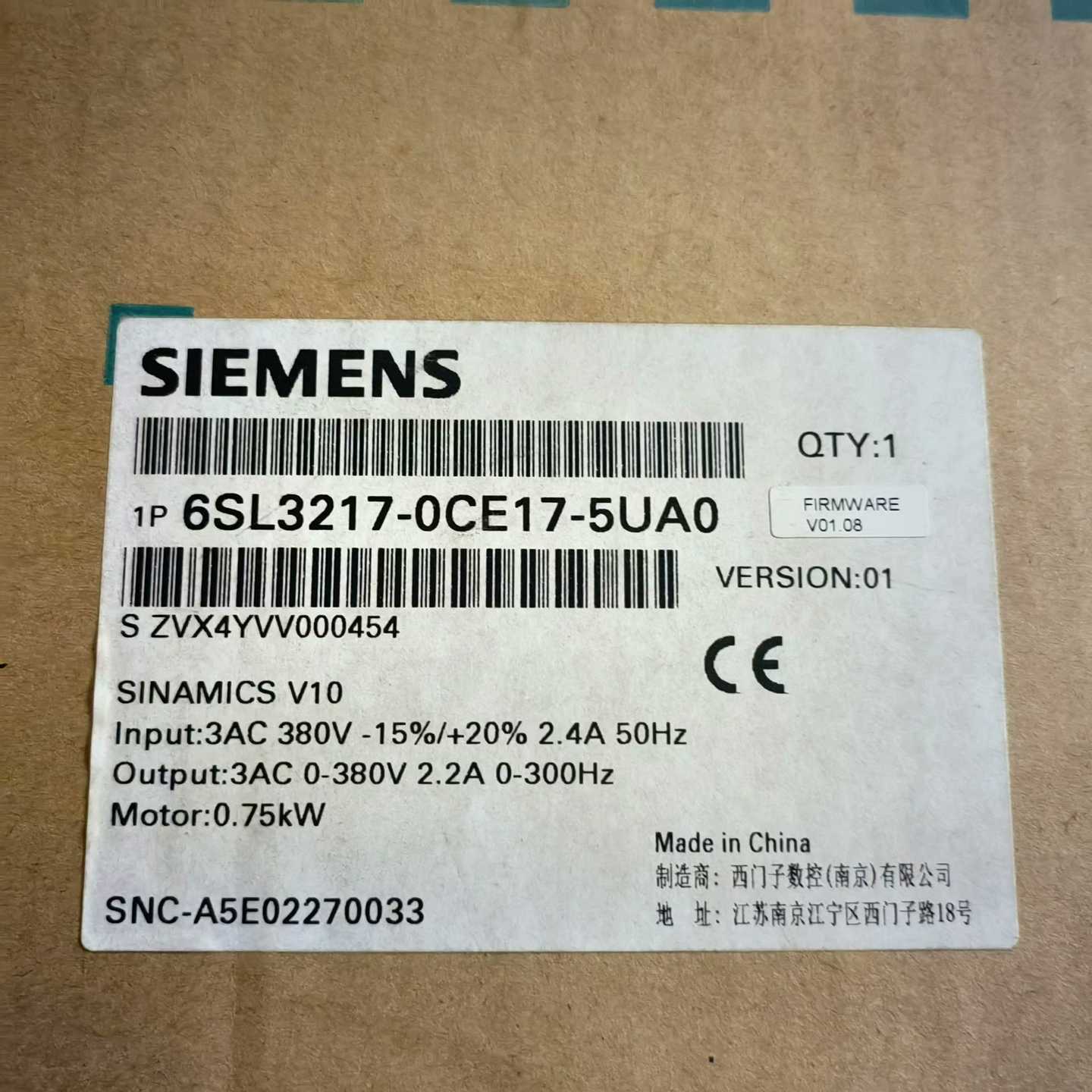 全新原装正品西门子(SIEMENS)6SL3217-0CE--议价商品