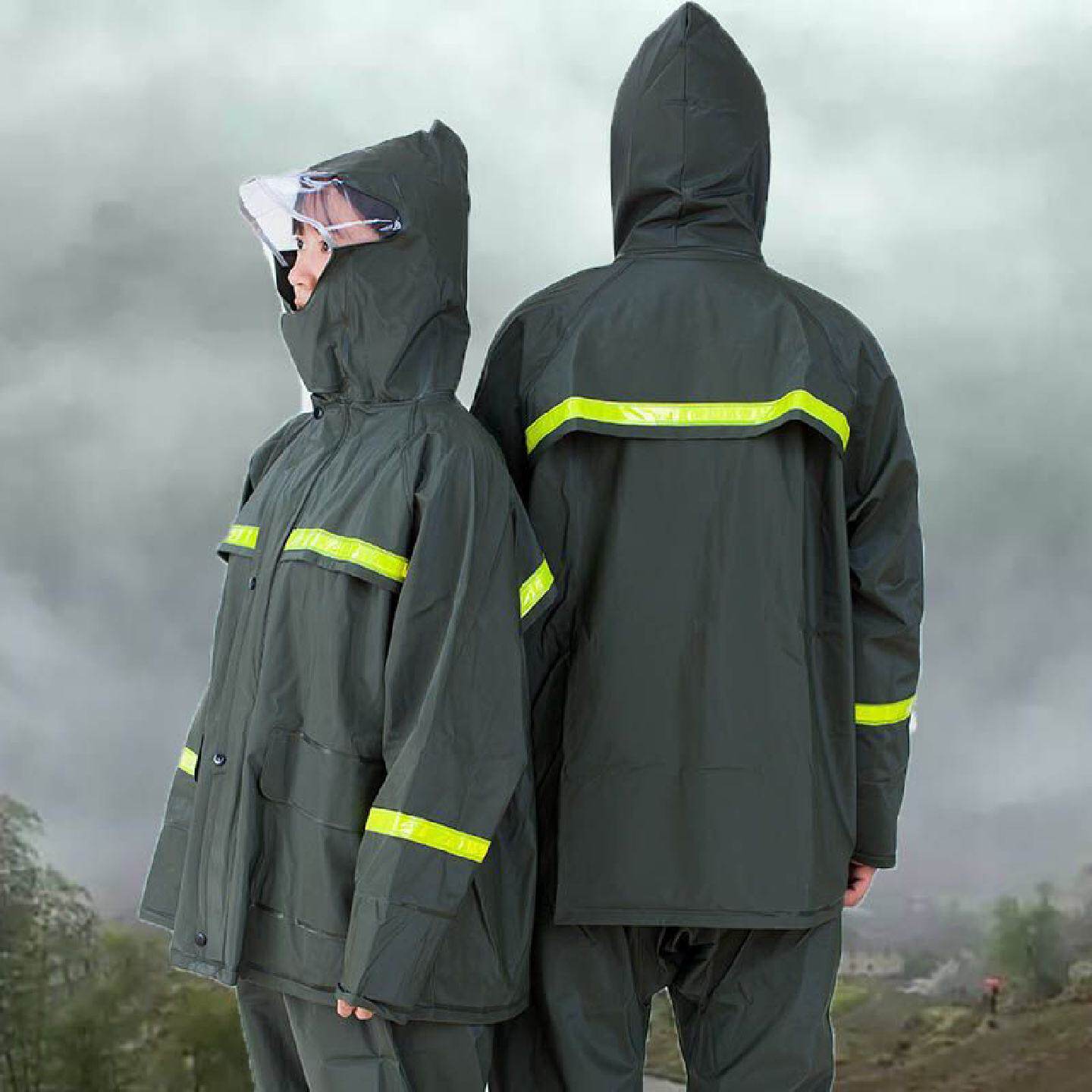 雨衣雨裤套装加厚全身防水男女两件式电动车外送骑行反光防暴雨雨