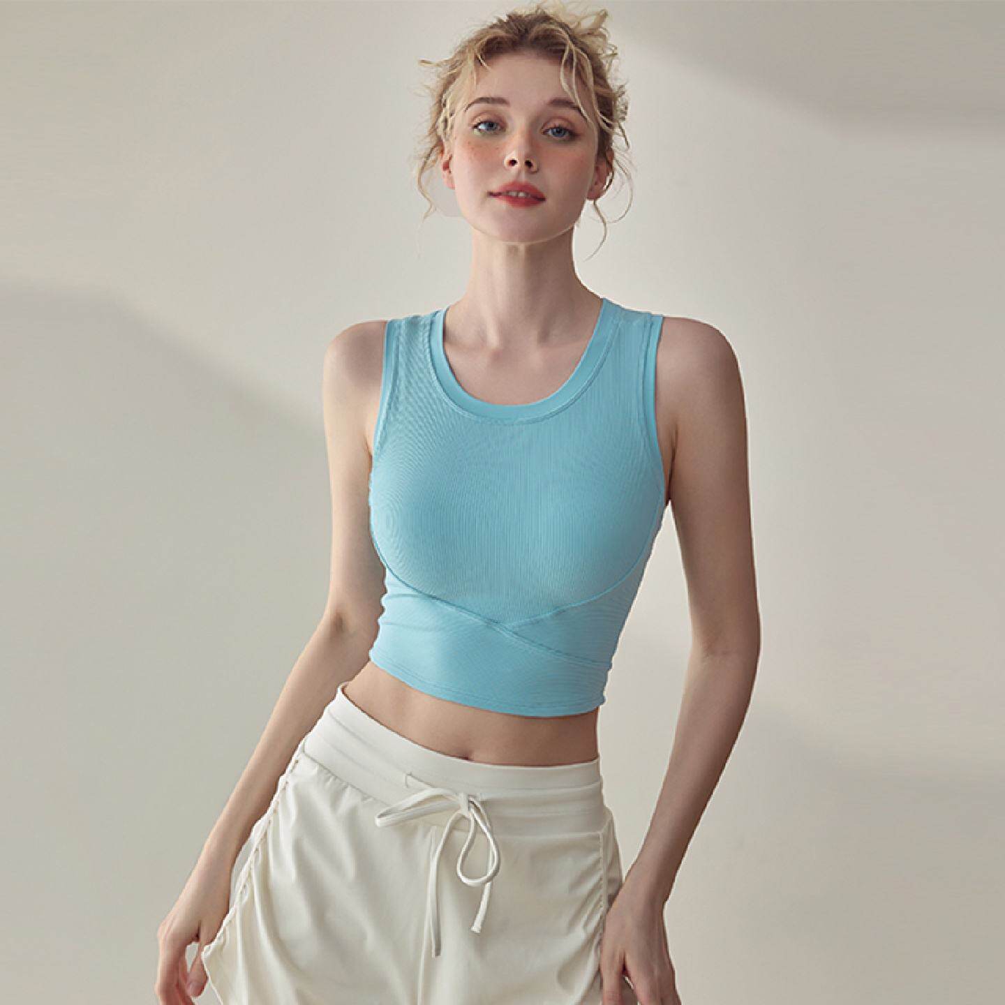 运动内衣女美背一体式瑜伽服背心防震跑步外穿健身文胸套装夏