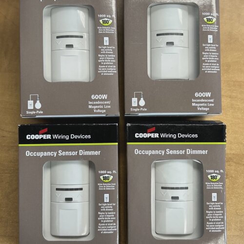 Cooper OS106D1W Lot of 4 Motion Sensor Switch with Dimmer Wh